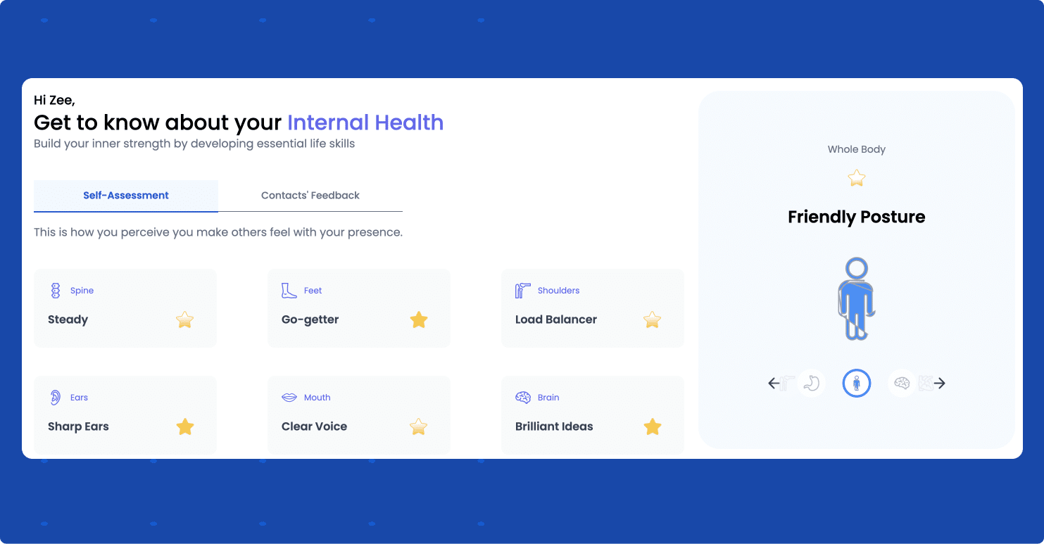 Noustro profile dashboard for internal health